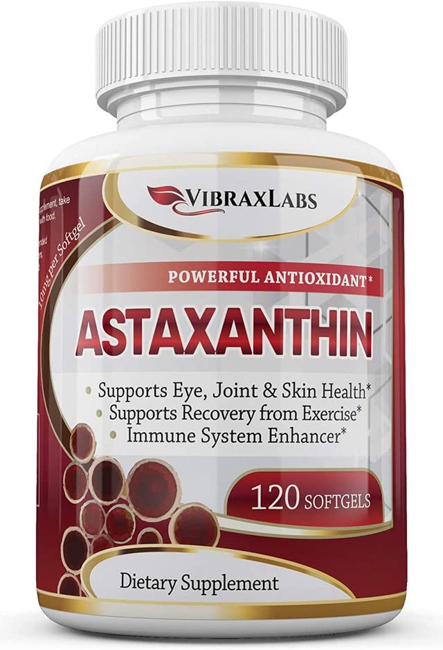 Astaxanthin 10mg Supplement / Bedste Pure Antioxidant fra Mikroalger, Hjælper Skin Care & Eye, Arthritic Joints, Sund Aldring, Boosting Energy, 120 Non- GMO Softgels - Premium Astaxanthin Kosttilskud