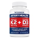 Weider Artery Sundhed for hjerte, immunforsvar og ben Support med vitamin K2 (180mcg) & Vitamin D3 (5000iu), 30 Veggie kapsler