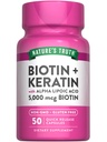 Nature 's Truth Biotin 5000 mcg against 124; 50 Capsules against 124; med Keratin og Alpha Lipoic Acid