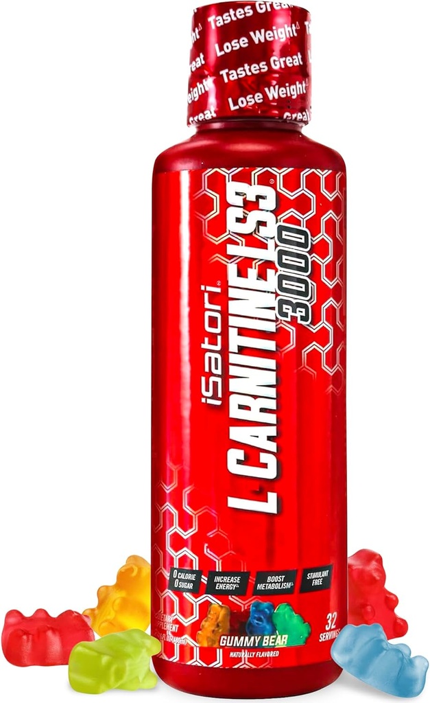 iSatori L- Carnitin LS3 3000, Triple- Blend Liquid L Carnitin supplement, med Acetyl & Tartrate, Stimulant Free, Lave kalorier, Sukker & Gluten Free, Keto- Friendly, Gummy Bear Flavor (32 Servere)