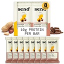 Send Bars Plant- baserede Vegan sunde proteinbarer, Med grønne (Peanut Cacao Crunch, 8 Bars) - Kun reelle ingredienser, Zero Tilføjet sukker, Gluten- Free, Dairy- Free