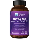 Vitamin World Ultra 360 Multivitamin til kvinder, kvinders Multivitamin med urter & kollagen til hår, hud & negle, tillæg med jern, vitamin A, B, C, D, E for energi & immunforsvar, 90 kapsler