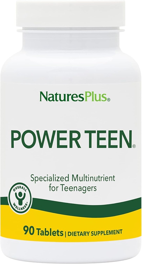 Natures Plus Kilde til Life Power Teen - 90 Vegetariske tabletter - Teen Multivitamin med mineraler & Hele fødevarer til Mental Focus, Energy Booster - Gluten- Free - 45 Servere