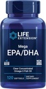 Life Extension Mega EPA / DHA, Omega-3 fedtsyrer, Heart & Brain Health, Non- GMO, Gluten- Free, 120 softgel