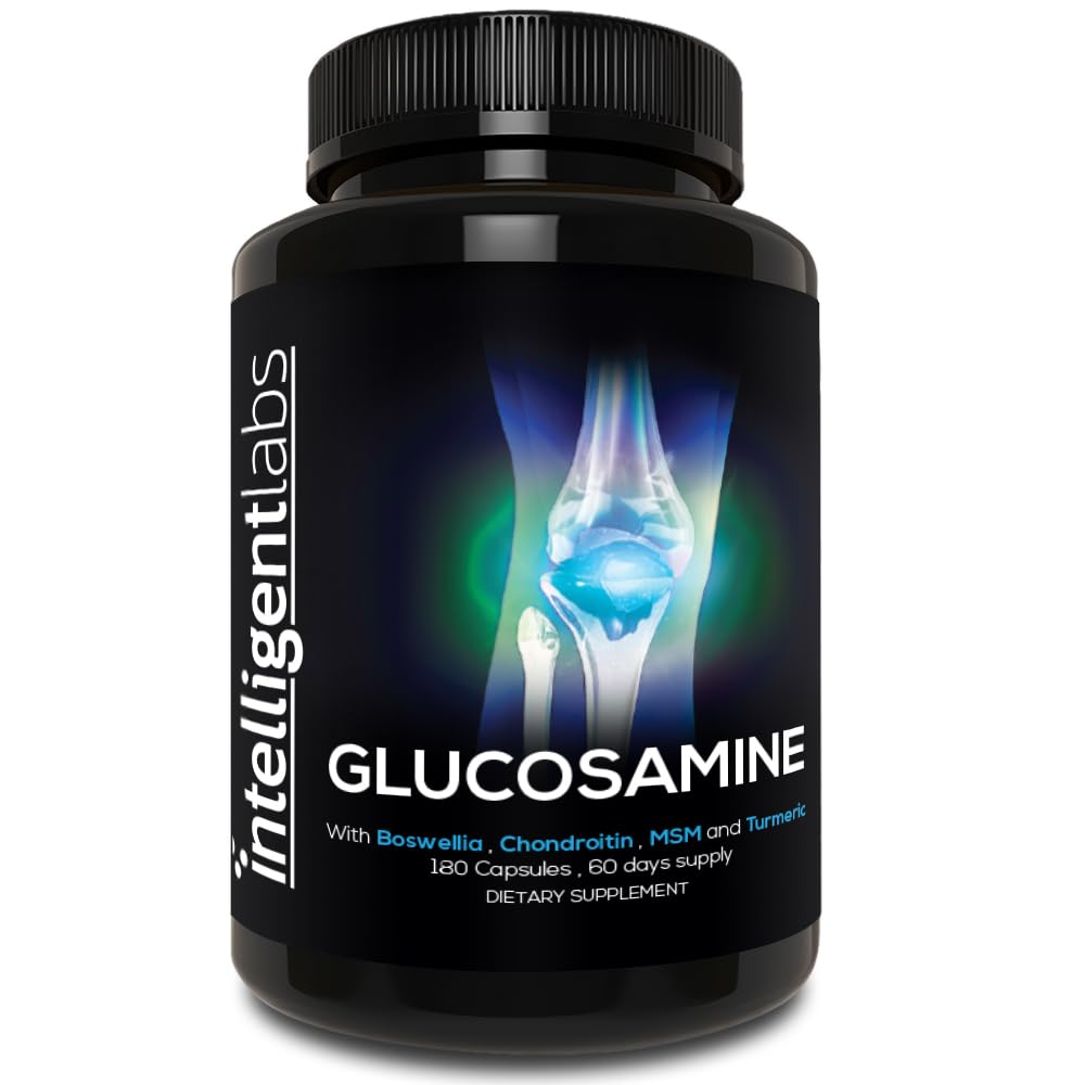 Intelligente Labs Glucosamin og Chondroitin High Strength Complex med MSM 124; 180 Capsules Shuttle 124; Immunsystemet Support 124; med gurkemeje, Boswellia, og Quercetin fælles pleje kosttilskud