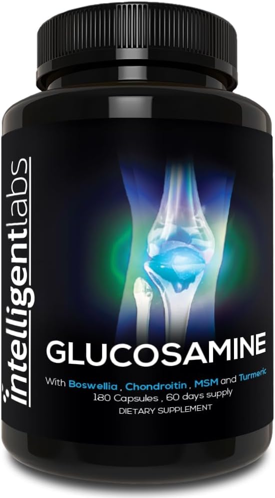 Intelligente Labs Glucosamin og Chondroitin High Strength Complex med MSM 124; 180 Capsules Shuttle 124; Immunsystemet Support 124; med gurkemeje, Boswellia, og Quercetin fælles pleje kosttilskud