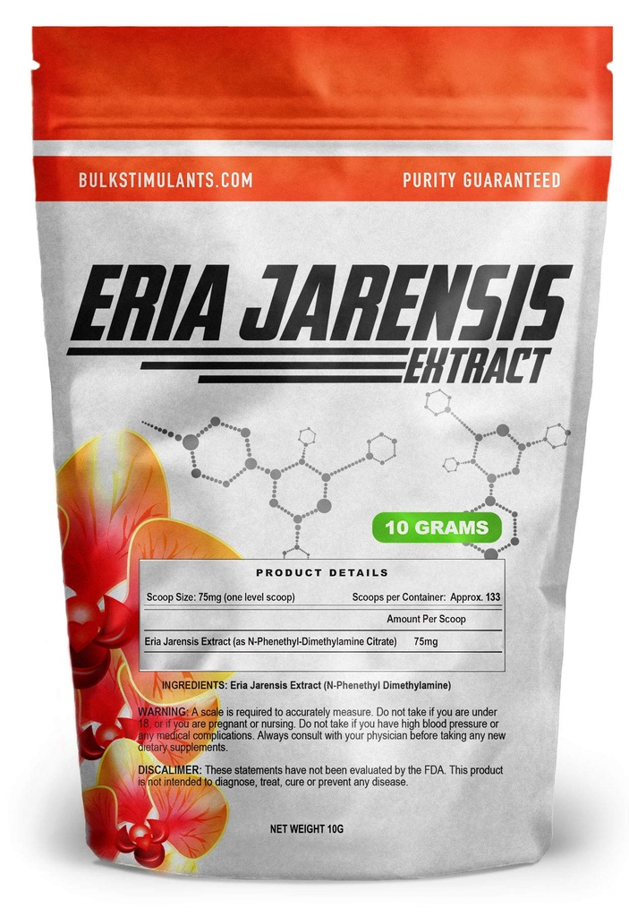 ERIA JARENSIS Extract - Bulk Powder 10 Grams 133 Serveringer - Nye Pea Supplementet Ny Stimulant og NOOTROPIC Forøg fokus energi kognitiv ydeevne - Scoop inkluderet