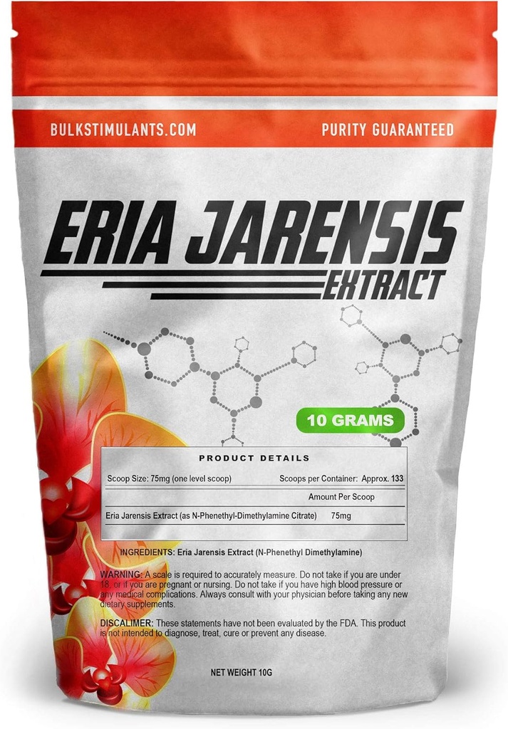 ERIA JARENSIS Extract - Bulk Powder 10 Grams 133 Serveringer - Nye Pea Supplementet Ny Stimulant og NOOTROPIC Forøg fokus energi kognitiv ydeevne - Scoop inkluderet