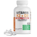 Bronson vitamin K2 (MK7) med D3 Extra Strength Supplement Bone Health Non-GMO Formel 10.000 IE & 120 mcg MK- 7 Let at synke D K, 60 Kapsler