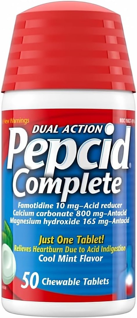 Pepcid Complete Acid Reducer + Antacida Chewable Tablets, Cool Mint Flavor, 50 tæller af Pepcid Complete (pakning med 1)