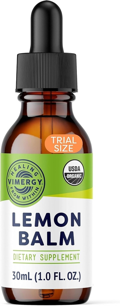 Vimergy Organic Lemon Balm Tincture Herbal Supplement - 175 mg af 10: 1 Lemon Balm Extract per servering, kan bruges i te - USDA Certified Organic, Non- GMO, Alkohol- fri - 30 ml (1 ml / servering)