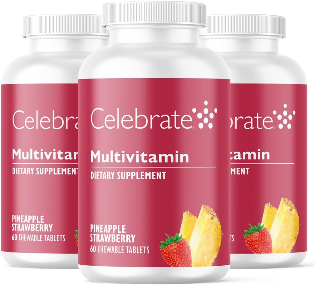 Celebrate Vitaminer Bariatric Multivitamin Chewable, Iron Free - Post Gastric bypass & Sleeve Gastrectomy Supplement for mænd & kvinder - Essential Minerals & Vitamin A, B, D & E - Fruity (180 tabletter)