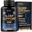 Sovepiller til voksne 550mg - Melatonin 3 mg • 124; Valerian Root til søvn • 124; L- Theanine • 124; Magnesium - Natural Sleep Aid Supplement - Ikke-Habit Danning Rest Support - Made in USA - 1 / dag, 2 Måned Supply