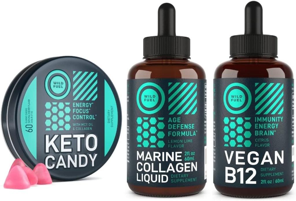 WILD FUEL Keto Gummies, Marine Collagen og Vegan B12 Wellness Bundle
