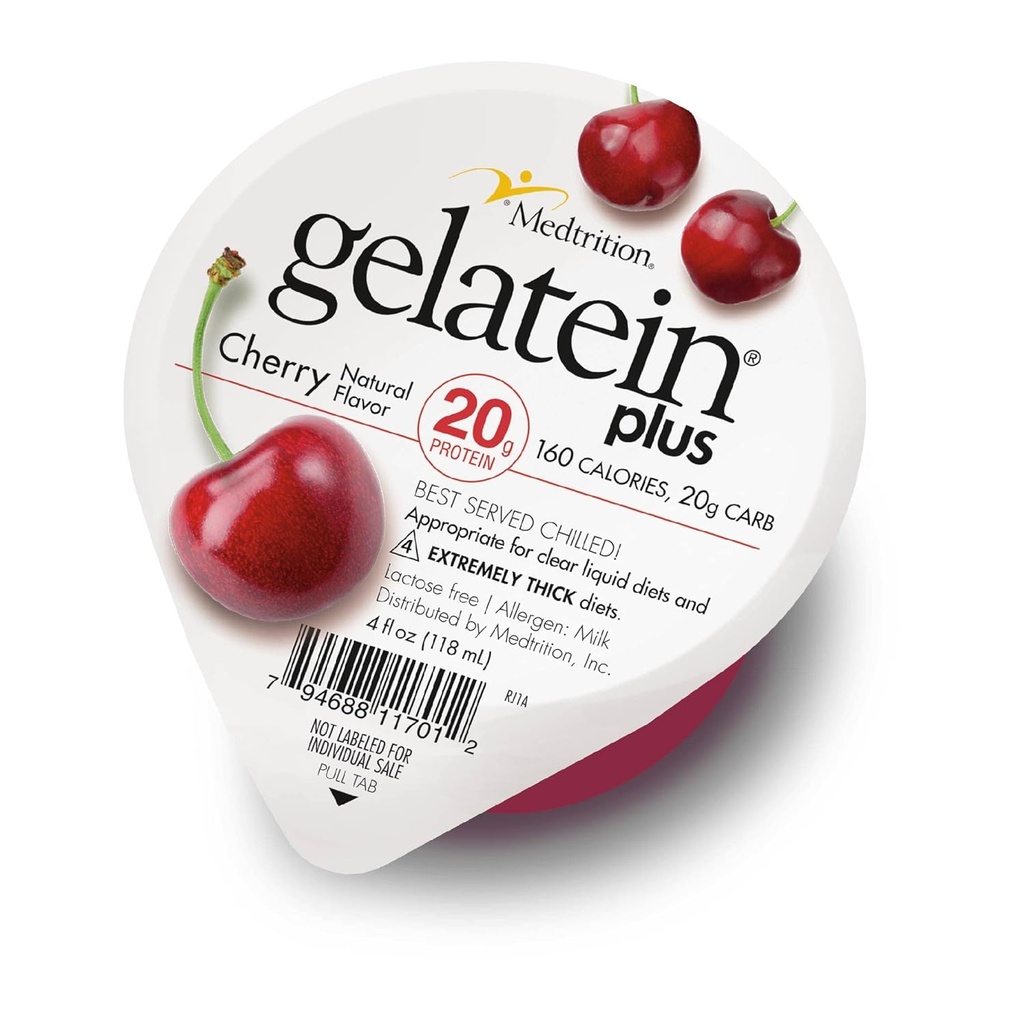 GelaTein Plus Cherry: 20 gram protein. Ideel til klar væske kost. Flot snack før eller efter træning. (pakning med 36)