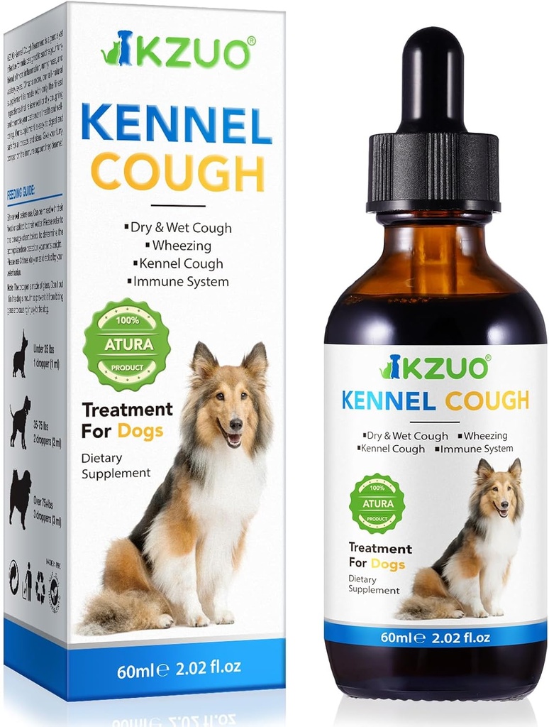 Hund Hough Treatment - Kennel Hough Drops til hunde, 100% Natural Hough supplement til hunde, Allergi Relief supplement til hunde, Herbal Drops til alle racer & størrelser