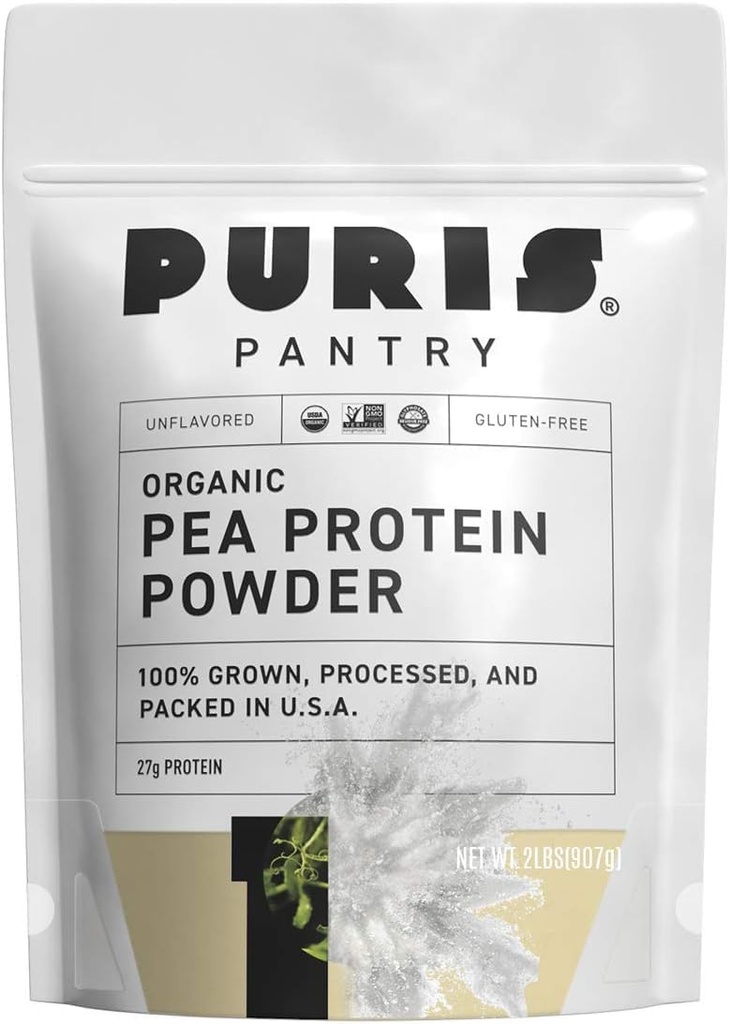 PURIS ® Organic Pea Protein Powder, 100% Made in the USA, 2 LB Unflavored, Certified Organic, Vegan, Gluten Free, Dairy Free, Non GMO, Plant- based Protein, Keto, BCAA (2 Pund (Pack of 12), Unflavored)