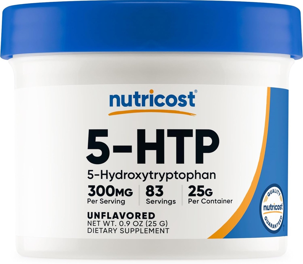 Nutricost 5- HTP Powder 25 Bedste (300mg Per Serving) - Gluten Free & Non- GMO, Pure 5- htp