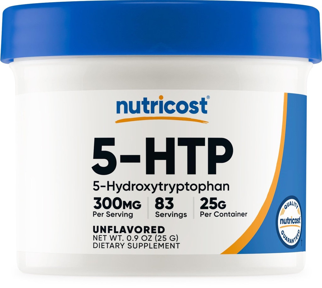 Nutricost 5- HTP Powder 25 Bedste (300mg Per Serving) - Gluten Free & Non- GMO, Pure 5- htp