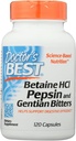 Doctors Best Betaine HCL Pepsin and Gentian Bitters, Gluten Free, 120 Capsules (Pack of 1)