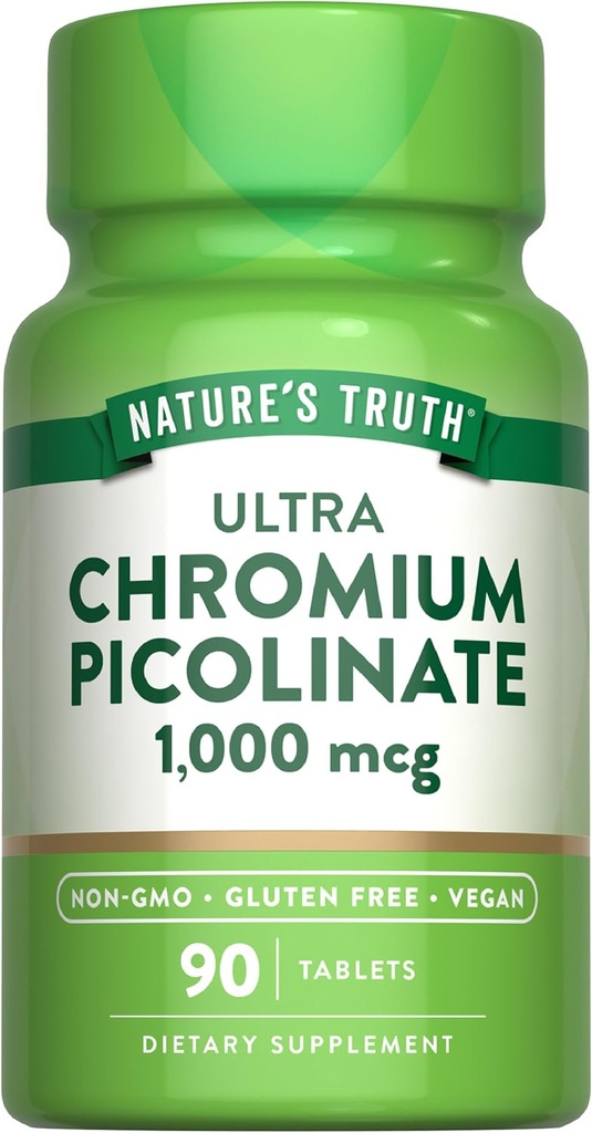 Nature 's Truth Ultra Chrom Picolinate 1000mcg- 124; 90 Tabletter - 124; Vegan, Non- GMO & Gluten Free Supplement