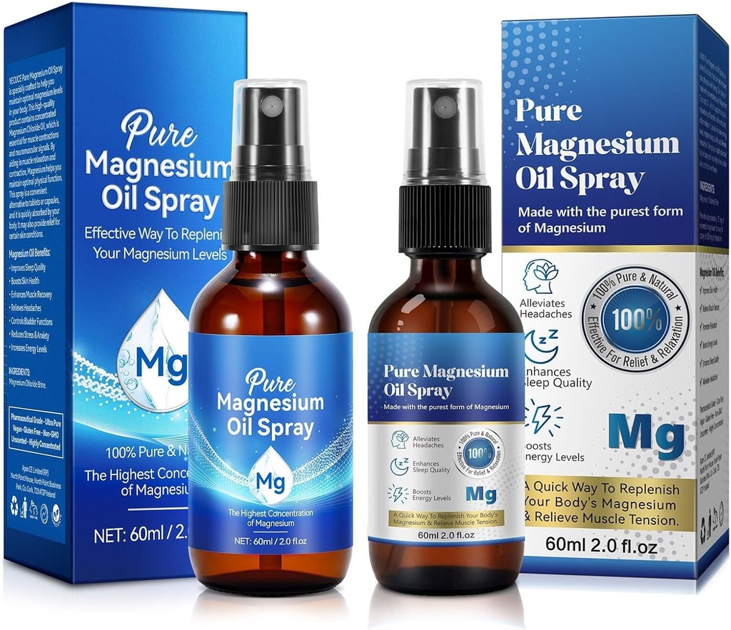 Pack of 2 Pure Magnesium Oil Spray 4.04 FL.OZ