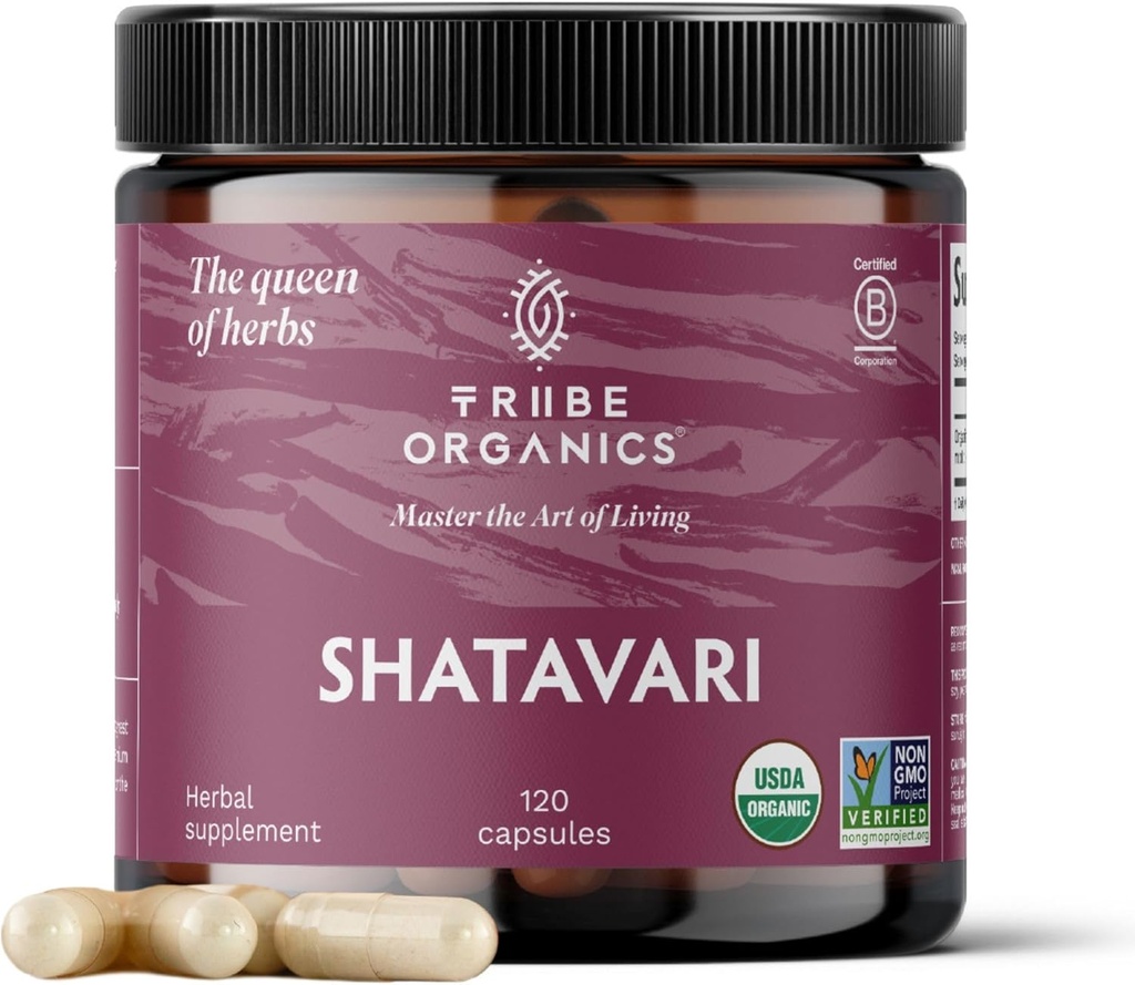 TRIBE ORGANICS Organic Shatavari Herbal Supplement - Hormonal Balance Name 124; kvinders reproduktiv sundhed