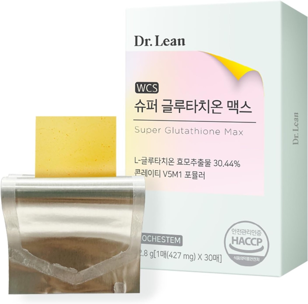Dr. Lean Super Glutathione Max - 427mg High- Potency Strips med Milk Thistle, Collagen & Hyaluronic Acid Budd124; Fast- smelte ODF, Antioxidant, Hud og Lever Support, K- Skønhed, Made in Korea (30 Strips)