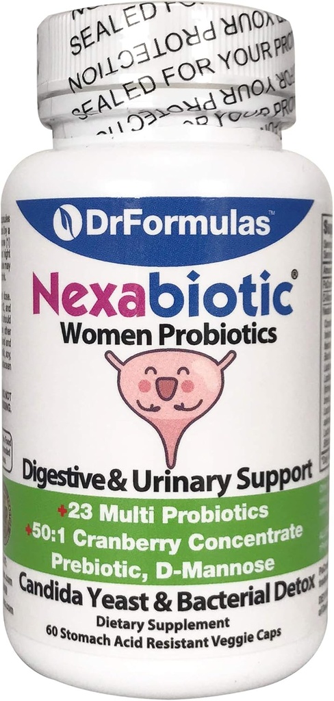 DrFormulas Probiotika til kvinder • 124; Nexabiotiske Probiotika til støtte for graviditet, Mor & Baby bedst brugt med prænatale vitaminer & postnatale multivitaminer
