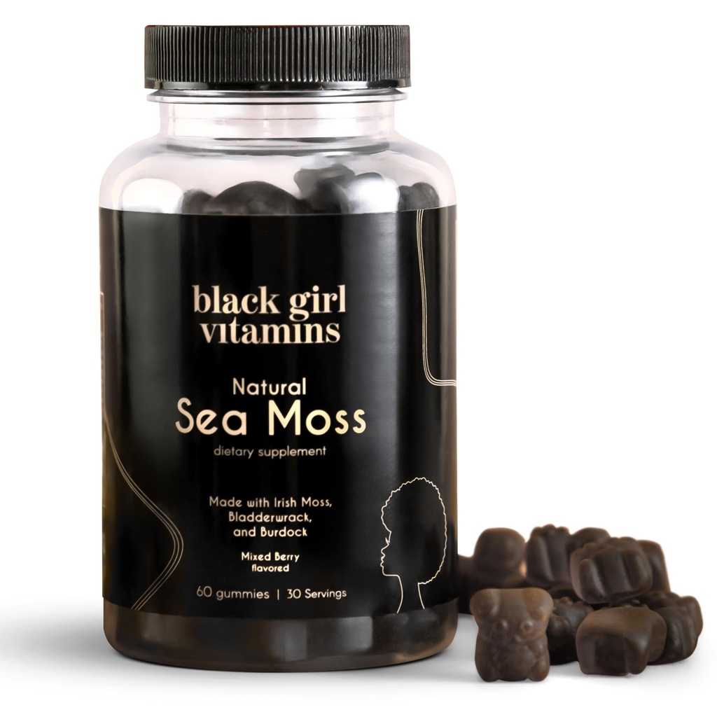 Black Girl Vitamines against 124; Sea Moss Gummies - Irish SeaMoss med Bladderwrack & Burdock - 60 Greve
