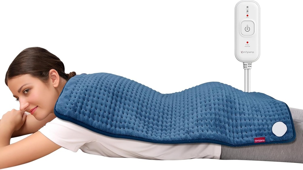 Comfytemp opvarmning Pad for Rygsmerter Relief, Ekstra stor opvarmning Pad XXL, Fødselsdagsgaver til kvinder Mor hendes kone, 17 "x 33" King Size Elektrisk opvarmning Pads til periode kramper (blå)