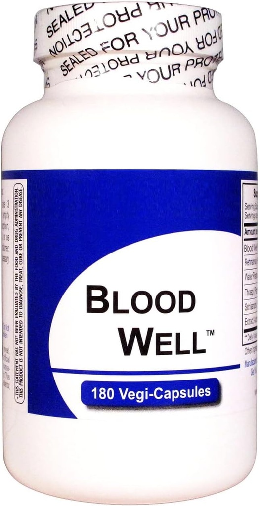 Blood Well (180 kapsler Per flaske) -NO Beef Bovin Capsules, ingen Common Fillers ingen Silica, Magnesium Stearate, Talc eller Silicon Dioxid. Kosher / Veganske kapsler * (1)