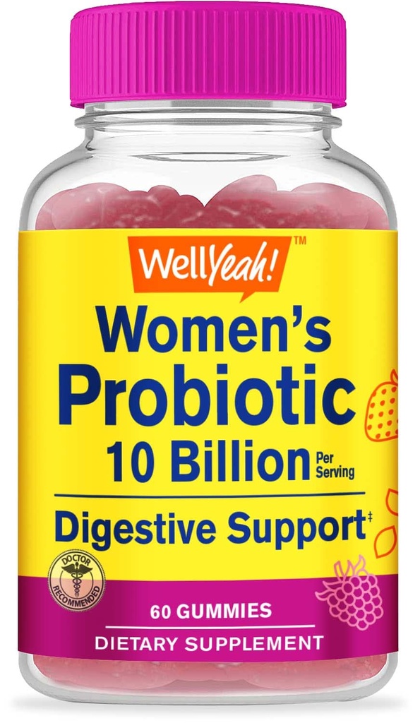 WellYeah Probiotika til kvinder Gummies - 10 Millioner CFU - til fordøjelsesstøtte, Gut sundhed, og feminine sundhed støtte - naturlige souced flavors - Vegan, Forsinket Release Dame Probiotic - 60 Gummies