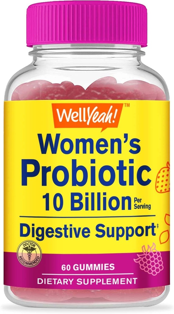 WellYeah Probiotika til kvinder Gummies - 10 Millioner CFU - til fordøjelsesstøtte, Gut sundhed, og feminine sundhed støtte - naturlige souced flavors - Vegan, Forsinket Release Dame Probiotic - 60 Gummies