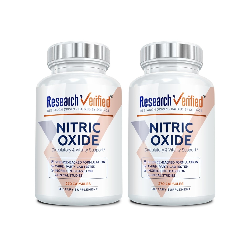Forskning Verificeret nitrogenoxid - med L-arginin og L-citrullin - Premium Muscle Building nitrogenoxid Booster - 270 Tæl - 2 flasker