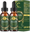 (2 Pack) Mullein dråber til Lungs - High Potency Mullein Leaf Extract for Lung Detox & Cleanse, Support for Respiratory, Immun, fordøjelsessystem, Natural Mullein Liquid Tincture, Non-GMO, 4 FL OZ