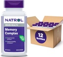 Natrol Memory Complex med Ginkgo Biloba 120mg og B vitaminer, Kosttilskud til hjerne sundhed og hukommelse, 60 tabletter, 30 dages forsyning (pakke med 12)