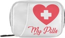 Pill Organizer Cross Red Heart Pill Box 7 Day Pill Case Bag Travel Pill Organizer Bag with Zipper Portable Weekly Case Compact Size for Vitamin Supplement Holder