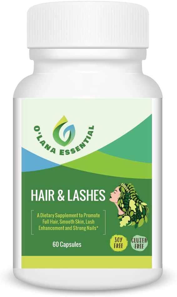 Hårblærer Hud Nails supplement til at fremme fuld hår glødende hud Lash Enhancement og stærke negle GMP Certificeret med Biotin Collagen Niacin Zink Vitamin A C & D3 60 Kapsler O 'Lana Essential
