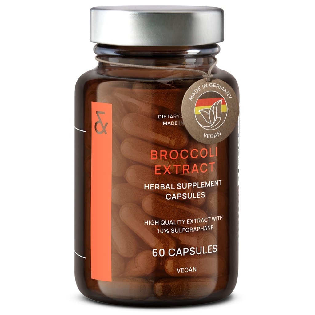 CLAV Broccoli Spraut Extract kapsler - Premium Sulforaphane tillæg med 100 mg Sulforaphane - Antioxidant - 60 Broccoli piller - Made in Germany