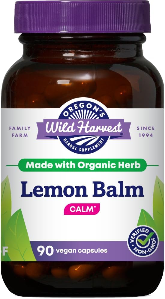Oregon 's Wild Harvest, Certified Organic Lemon Balm, Herbal Supplement Vegan Supplement, 1125 MGS, 90 Greve...