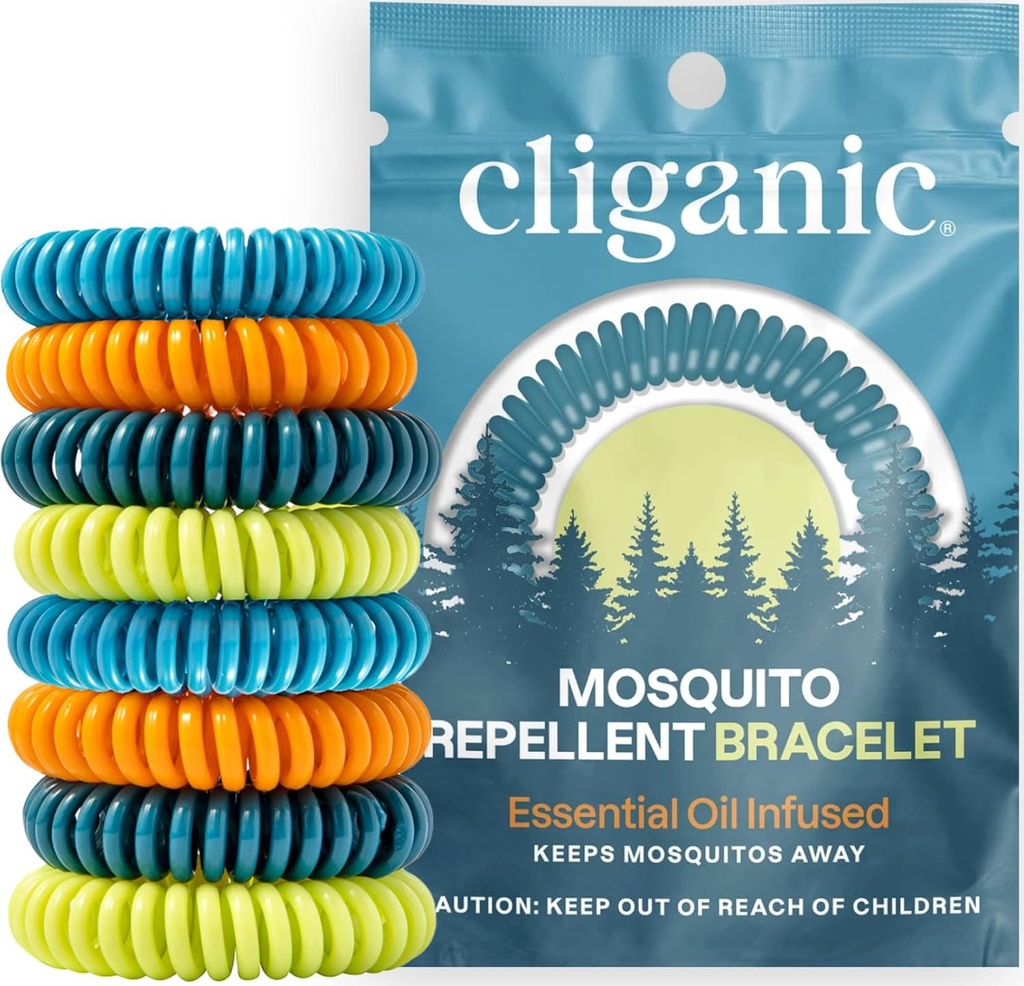 Cliganic 20 Pack Mosquito Repellent Armbånd til voksne og børn - Natural DEET-Free Bands, individuelt indpakket