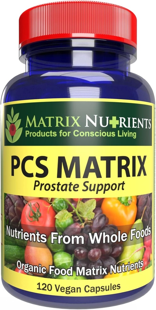 PCS Matrix - Lavere PSA niveauer for sund prostata - 100% naturlige ingredienser: Saw Palmetto, Rabdosia, Scute, Plantago Focium, Chrysantaomum, Ganoderma, Lotus Seed - Vegan Kapsler (120ct)