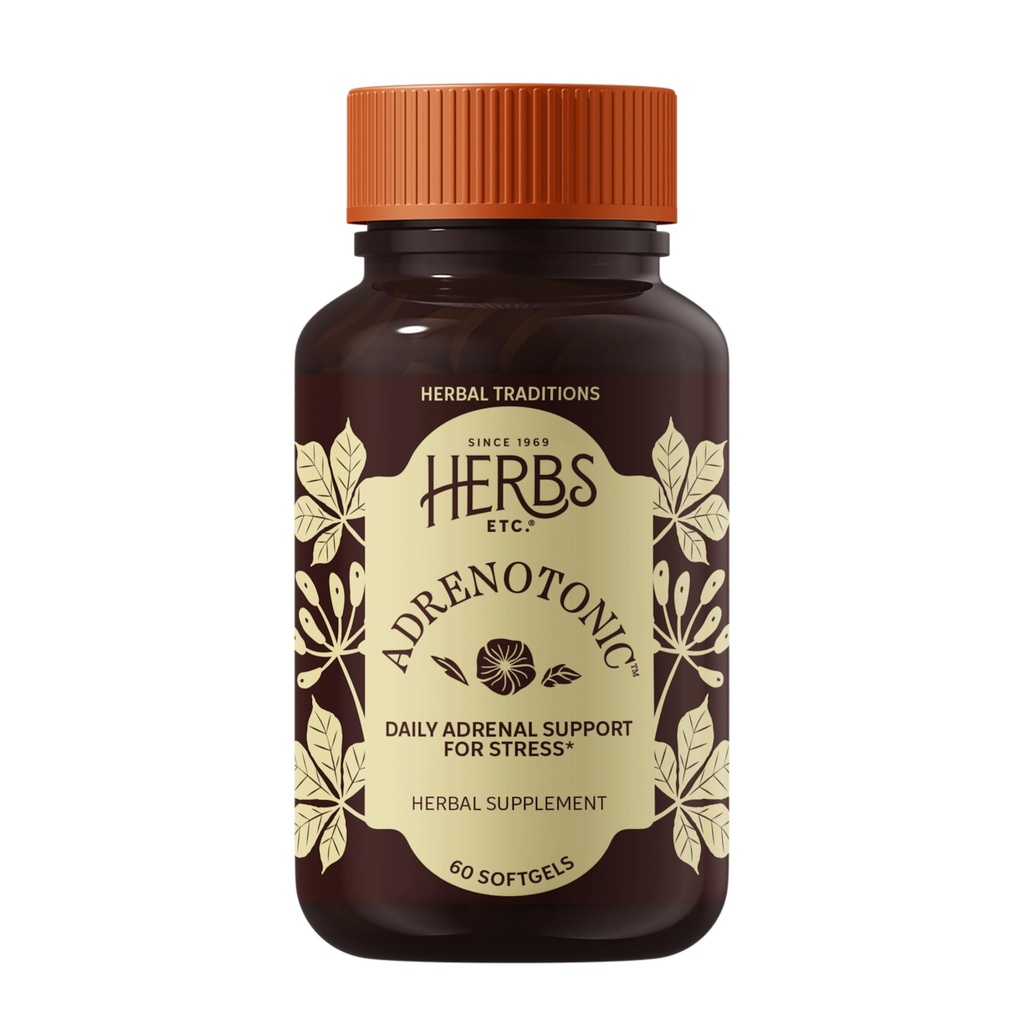 Urter, Etc. Adrenotonic - Urtetilskud til binær Gland Health Support - Energitilskud til mænd og kvinder - 60 Softgels (60 Servere)