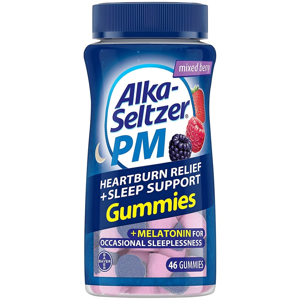 Alka- Seltzer PM Heartburn Relief + Sleep Support Gummies, 46 ct (pakke med 2)
