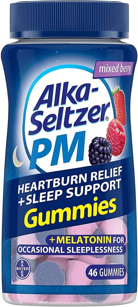 Alka- Seltzer PM Heartburn Relief + Sleep Support Gummies, 46 ct (pakke med 2)