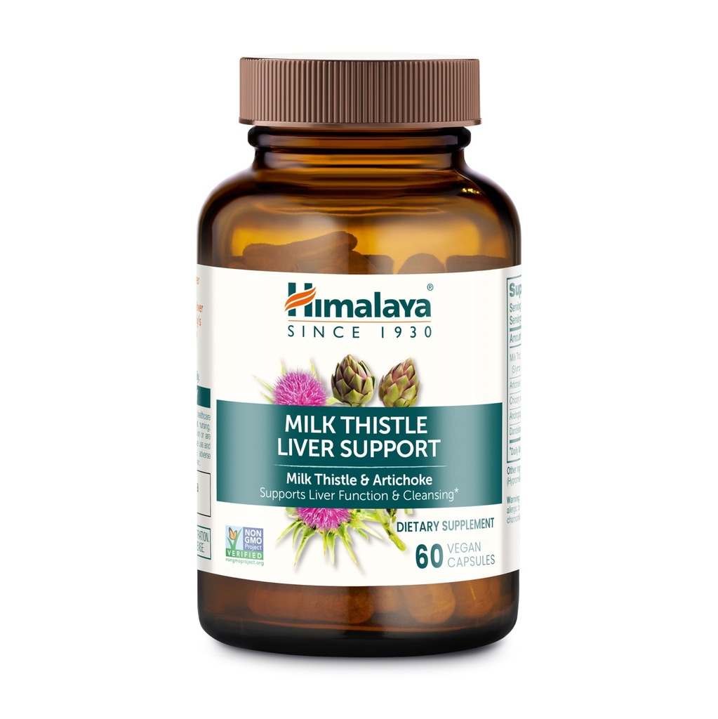 Himalaya Milk Thistle Leverstøtte - med Chicory, Andrographis, Mælkebøtte, og Silymarin til lever rense, Detox og funktion - Vegan, Non- GMO, Gluten Free, 350 mg, 60 kapsler