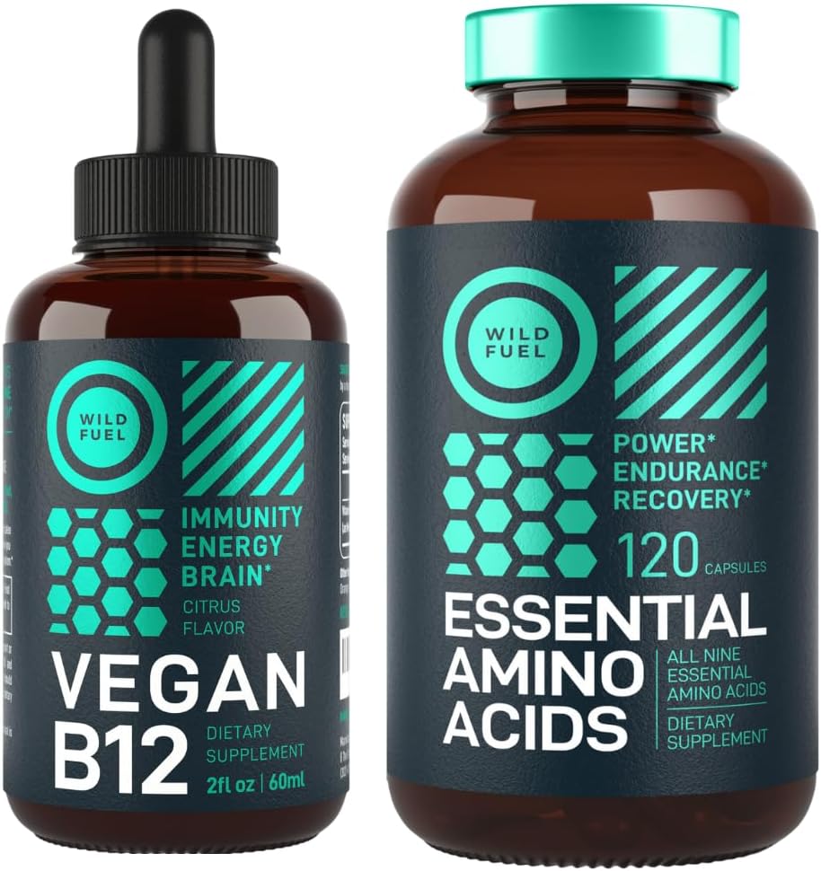 WILD FUEL Essential Aminosyre supplement og Vegan Vitamin B12 flydende energi Bundle