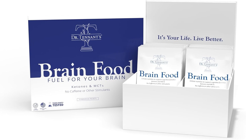 Dr. Tennant 's Brain Food for Cognitive Focus and Memory Function - Focus Supplement, Organic Brain Supplement - 14 Serveringer