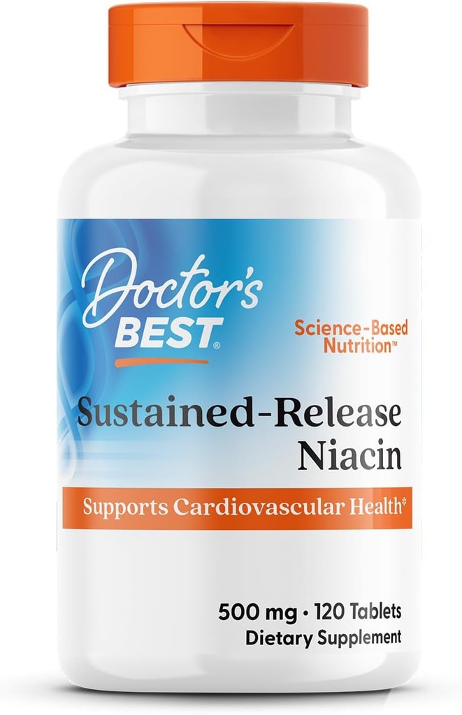 Læger Best Sustained- Release NiaXtend, Understøtter Heart Health, Non- GMO, Gluten Free, Vegan 120 tabletter